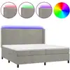 Image de vidaXL Lit boxspring avec matelas & LED gris clair 200x200 cm velours