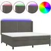 Image de vidaXL Lit boxspring avec matelas & LED gris foncé 200x200 cm velours