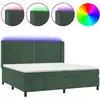 Image de vidaXL Lit boxspring avec matelas & LED vert foncé 200x200 cm velours