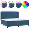 Image de vidaXL Lit boxspring avec matelas & LED bleu foncé 200x200 cm velours