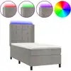 Image de vidaXL Lit boxspring avec matelas & LED gris clair 90x190 cm velours