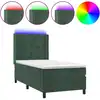 Image de vidaXL Lit boxspring avec matelas & LED vert foncé 90x190 cm velours
