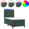 Image de vidaXL Lit boxspring avec matelas & LED vert foncé 90x200 cm velours