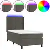 Image de vidaXL Lit boxspring avec matelas & LED gris foncé 100x200 cm velours