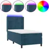 Image de vidaXL Lit boxspring avec matelas & LED bleu foncé 100x200 cm velours