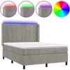 Image de vidaXL Lit boxspring avec matelas & LED gris clair 140x190 cm velours