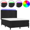 Image de vidaXL Lit boxspring avec matelas & LED noir 140x190 cm velours