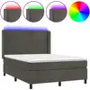 Image de vidaXL Lit boxspring avec matelas & LED gris foncé 140x200 cm velours