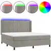 Image de vidaXL Lit boxspring avec matelas & LED gris clair 160x200 cm velours