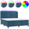 Image de vidaXL Lit boxspring avec matelas & LED bleu foncé 160x200 cm velours