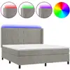 Image de vidaXL Lit boxspring avec matelas & LED gris clair 180x200 cm velours