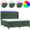 Image de vidaXL Lit boxspring avec matelas & LED vert foncé 180x200 cm velours