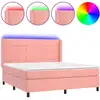 Image de vidaXL Sommier tapissier avec matelas et LED Rose 180x200 cm Velours