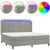 Image de vidaXL Lit boxspring avec matelas & LED gris clair 200x200 cm velours