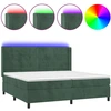 Image de vidaXL Lit boxspring avec matelas & LED vert foncé 200x200 cm velours
