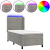 Image de vidaXL Lit boxspring avec matelas & LED gris clair 80x200 cm velours