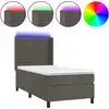 Image de vidaXL Lit boxspring avec matelas & LED gris foncé 80x200 cm velours