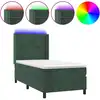 Image de vidaXL Lit boxspring avec matelas & LED vert foncé 90x190 cm velours