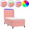 Image de vidaXL Lit boxspring avec matelas & LED rose 90x190 cm velours