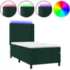 Image de vidaXL Lit boxspring avec matelas & LED vert foncé 90x200 cm velours
