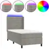 Image de vidaXL Lit boxspring avec matelas & LED gris clair 100x200 cm velours