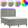 Image de vidaXL Lit boxspring avec matelas & LED gris clair 140x190 cm velours