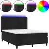 Image de vidaXL Lit boxspring avec matelas & LED noir 140x190 cm velours