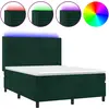 Image de vidaXL Lit boxspring avec matelas & LED vert foncé 140x190 cm velours