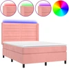 Image de vidaXL Sommier tapissier avec matelas et LED Rose 140x190 cm Velours
