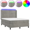 Image de vidaXL Lit boxspring avec matelas & LED gris clair 140x200 cm velours