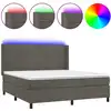 Image de vidaXL Lit boxspring avec matelas & LED gris foncé 160x200 cm velours