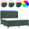 Image de vidaXL Lit boxspring avec matelas & LED vert foncé 160x200 cm velours