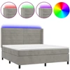 Image de vidaXL Lit boxspring avec matelas & LED gris clair 180x200 cm velours