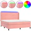 Image de vidaXL Sommier tapissier avec matelas et LED Rose 180x200 cm Velours