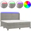 Image de vidaXL Lit boxspring avec matelas & LED gris clair 200x200 cm velours