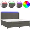 Image de vidaXL Lit boxspring avec matelas & LED gris foncé 200x200 cm velours