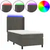 Image de vidaXL Lit boxspring avec matelas & LED gris foncé 90x190 cm velours