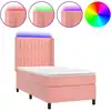 Image de vidaXL Lit boxspring avec matelas & LED rose 90x190 cm velours