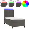 Image de vidaXL Lit boxspring avec matelas & LED gris foncé 90x200 cm velours