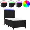 Image de vidaXL Lit boxspring avec matelas & LED noir 90x200 cm velours