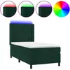 Image de vidaXL Lit boxspring avec matelas & LED vert foncé 90x200 cm velours