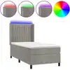 Image de vidaXL Lit boxspring avec matelas & LED gris clair 100x200 cm velours