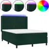 Image de vidaXL Lit boxspring avec matelas & LED vert foncé 140x190 cm velours