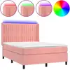 Image de vidaXL Sommier tapissier avec matelas et LED Rose 140x190 cm Velours