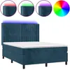 Image de vidaXL Lit boxspring avec matelas & LED bleu foncé 140x200 cm velours