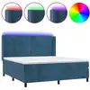 Image de vidaXL Lit boxspring avec matelas & LED bleu foncé 160x200 cm velours