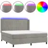 Image de vidaXL Lit boxspring avec matelas & LED gris clair 180x200 cm velours