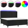 Image de vidaXL Lit boxspring avec matelas & LED noir 180x200 cm velours