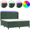 Image de vidaXL Lit boxspring avec matelas & LED vert foncé 180x200 cm velours