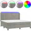 Image de vidaXL Lit boxspring avec matelas & LED gris clair 200x200 cm velours